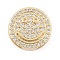 Brass Micro Pave Cubic Zirconia Slide Charms, Long-Lasting Plated, Flat Round, Golden, 12.5x12.5x4mm, Hole: 11x1.5mm