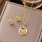 Brass Micro Pave Clear Cubic Zirconia Stud Earrings & Pendant Necklaces Sets, Golden, Flat Round, 450mm, Pendant: 16mm, Earrings: 10mm