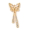 Brass Micro Pave Clear Cubic Zirconia Pendants, Cadmium Free & Nickel Free & Lead Free, Butterfly, Real 18K Gold Plated, 33x15x3mm, Hole: 1.6mm