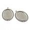 Tarnish Resistant Pendant Cabochon Settings, 304 Stainless Steel, Oval, Stainless Steel Color, Tray: 13x18mm, 27.5x19.5x1.5mm, Hole: 1mm