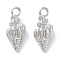 Brass Micro Pave Cubic Zirconia Pendants, Cadmium Free & Nickel Free & Lead Free, Shell Charms, Real Platinum Plated, 19x8x7mm, Hole: 2.5mm