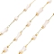 Ion Plating(IP) 304 Stainless Steel Paperclip Chains, Soldered, with Pearl Beads, Column, Real 18K Gold Plated, 8x3.5mm, about 16.40 Feet(5m)/Roll