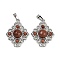 Synthetic Goldstone Pendants, Rhombus Charms with Brass Findings, Rack Plating, Platinum, 35.5x27x7.5mm, Hole: 8.5x4.5mm