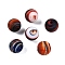 Opaque Handmade Lampwork Beads, Stripe, Round, Dark Orange, 12mm, Hole: 1.6mm