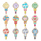 48Pcs 12 Colors Alloy Enamel Pendants, Golden, Lollipop Charm, Mixed Color, 24x12x2mm, Hole: 1.5mm, 4pcs/color