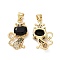 Brass Micro Pave Cubic Zirconia Pendants, Cadmium Free & Lead Free, Cat Charms, Golden, Black, 23x14x5mm, Hole: 3x4mm