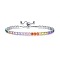 Brass Micro Pave Cubic Zirconia Slider Bracelets for Woman, Square, Colorful, Inner Diameter: 6-3/4 inch(17cm)