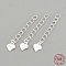 925 Sterling Silver Twisted Extender Chains, with Heart Charms, with 925 Stamp, Silver, 32mm