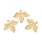Iron Pendants, Etched Metal Embellishments, Leaf Charm, Golden, 23x26.5x1mm, Hole: 2mm