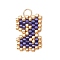 Handmade MIYUKI Seed Beads, Loom Pattern Letter Pendants, with 304 Stainless Steel Jump Rings, Letter Z, 16x11x2mm, Hole: 2.5mm