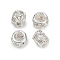 Brass Rhinestone European Beads, Rondelle, Crystal, Silver, 10.5x7.5mm, Hole: 5mm