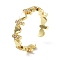 Brass Micro Pave Clear Cubic Zirconia Open Cuff Rings for Women, Heart with Cross, Golden, Inner Diameter: 18mm