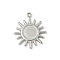 304 Stainless Steel Pendant Cabochon Settings, Sun Charms, Stainless Steel Color, Tray: 8mm, 22x19.5x2mm, Hole: 1.6mm