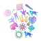 Stainless Steel Pendants, Mixed Shapes, Mixed Color, 7~56x9~36x0.2~1mm, Hole: 1.2~3mm