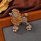 Poodle Alloy Rhinestone Brooches, Gold, 48x39mm