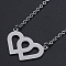 Non-Tarnish Valentine's Day Theme, 201 Stainless Steel Pendant Necklaces, with Cable Chains and Lobster Claw Clasps, Heart with Heart, Stainless Steel Color, 17.12 inch(43.5cm), 2mm