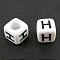 Letter Acrylic European Beads, Horizontal Hole, Cube, Letter.H, 10x10x10mm, Hole: 3.5~4mm, about 598pcs/500g