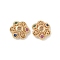 Brass Micro Pave Cubic Zirconia Bead Caps, Long-Lasting Plated, 6-Petals, Flower, Golden, 6.5x2mm, Hole: 1mm