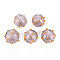 Transparent Handmade Blown Glass Globe Beads, Bumpy, Round with Stripe Pattern, Saddle Brown, 15x16~18mm, Hole: 1.2~2mm