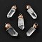 Natural Quartz Crystal Pointed Pendants, Rock Crystal Pointed Pendants, with Red Copper Tone Brass Findings, Lead Free & Cadmium Free, Faceted, Bullet, 37.5~42x14~18x8.5~13mm, Hole: 3.5x5mm