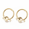 Brass Stud Earring Findings, with Loop, Nickel Free, Real 18K Gold Plated, 24x21x4mm, Hole: 1.8mm, Pin: 0.8mm
