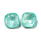 Glass Rhinestone Cabochons, Point Back & Back Plated, Faceted, Square, Light Azore, 10x10x5mm