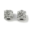 Brass Beads, Cadmium Free & Nickel Free & Lead Free, Cube with Flower, Platinum, 5x5x5mm, Hole: 2mm