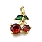 Brass Micro Pave Clear Cubic Zirconia Pendants, Cherry Charms, Long-Lasting Plated, Rack Plating, Lead Free & Cadmium Free, with Jump Ring, Real 18K Gold Plated, 13.5x12x4mm, Hole: 3mm