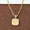 304 Stainless Steel Pendant Necklaces, Flower Pattern, Real 18K Gold Plated, Rectangle, 15.94 inch(40.5cm)