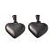 Ion Plating(IP) 304 Stainless Steel Pendants, Heart, Black, 19.5x20x5.5mm, Hole: 7x3mm