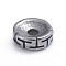 Retro 304 Stainless Steel Spacer Beads, Flat Round with T Pattern, Antique Silver, 8x2.8mm, Hole: 2.2mm