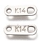 Tarnish Resistant 304 Stainless Steel Slice Chain Tabs, Oval with Word K14, Stainless Steel Color, 11x4x0.5mm, Hole: 1.2~2mm