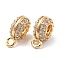 Brass with Cubic Zirconia Pendant Bail, Tube Bails, Cadmium Free & Nickel Free & Lead Free, Flat Round, Real 18K Gold Plated, 11x4x8mm, Hole: 1.5mm