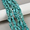 Natural Howlite Beads Strands, Dyed, Nuggets, Turquoise, 9.5~15.5x9.5~10.5x6.5~7.5mm, Hole: 0.7mm, about 31~34pcs/strand, 14.57''~14.69''(37~37.3cm)