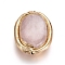 Natural Rose Quartz Beads, Electroplate Polymer Clay Edge, Oval, 21~22x17~18x6.5~7mm, Hole: 1~1.2mm