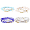 AHANDMAKER 12Pcs Glass Beads Stretch Bracelets Sets, 4 Colors Round Glass Beaded Stretch Bracelet Handmade with Acrylic and Brass Beads, Colorful Bracelet for Women