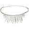 1Pc Zinc Alloy Bib Necklaces, Crystal Rhinestone Tassel Necklace, Platinum, 14.17 inch(36cm)