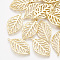 Brass Pendants, Cadmium Free & Nickel Free & Lead Free, Cut-Out, Leaf, Real 18K Gold Plated, 23x13x1mm, Hole: 0.8mm