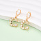 Moon Brass Micro Pave Cubic Zirconia Dangle Leverback Earrings, Long-Lasting Plated, Golden, Clear, 30x16.5mm