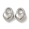 Anti-Tarnish 304 Stainless Steel Charms, Heart Padlock Charm, Stainless Steel Color, 15x11x5mm, Hole: 4x4mm