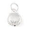 Fine Silver Sterling Silver Hollow Shell Shaped Charms with Jump Rings, Silver, 13.5x8x3.5mm, Hole: 3.5mm
