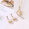 Teardrop Alloy Crystal Rhinestone Stud Dangle Earrings & Pendant Necklaces Sets, with Plastic Imitation Pearl, Golden, 540mm