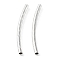 Tube Beads, Curved, Brass, Silver, 25x2mm, Hole: 1.2mm
