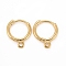 Rack Plating Eco-friendly Brass Hoop Earring Findings, with Horizontal Loop, Lead Free & Cadmium Free, Ring, Real 24K Gold Plated, 14x11.5x1.5mm, Hole: 1mm, Pin: 0.5mm