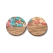 Transparent Resin & Walnut Wood Pendants, with Gold Foil, Flat Round Charm, Sky Blue, 28x3mm, Hole: 2mm