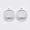 Non-Tarnish 201 Stainless Steel Pendants, Laser Cut Pendants, Flat Round with Heart, Stainless Steel Color, 17x15.5x1mm, Hole: 1.4mm