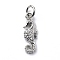 Brass Micro Pave Cubic Zirconia Charms, with Jump Ring, Cadmium Free & Lead Free, Sea Horse Charms, Platinum, 16x5.5x2.5mm, Hole: 3.2mm