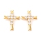 Brass Micro Pave Clear Cubic Zirconia Pendants, Cross, Real 18K Gold Plated, 26.2x20x4mm, Hole: 3.1x2.2mm