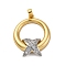 Brass Micro Pave Cubic Zirconia Pendants, Ring with Letter X, Long-Lasting Plated, Cadmium Free & Lead Free, Rack Plating, Real Gold Plated & Real Platinum Plated, 27x22x5.5mm, Hole: 4.5mm