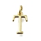 Brass Pendants, With Jump Ring, Long-Lasting Plated, Lead Free & Cadmium Free, Rack Plating, Real 18K Gold Plated, Letter T, 12x8x2mm, Hole: 3mm